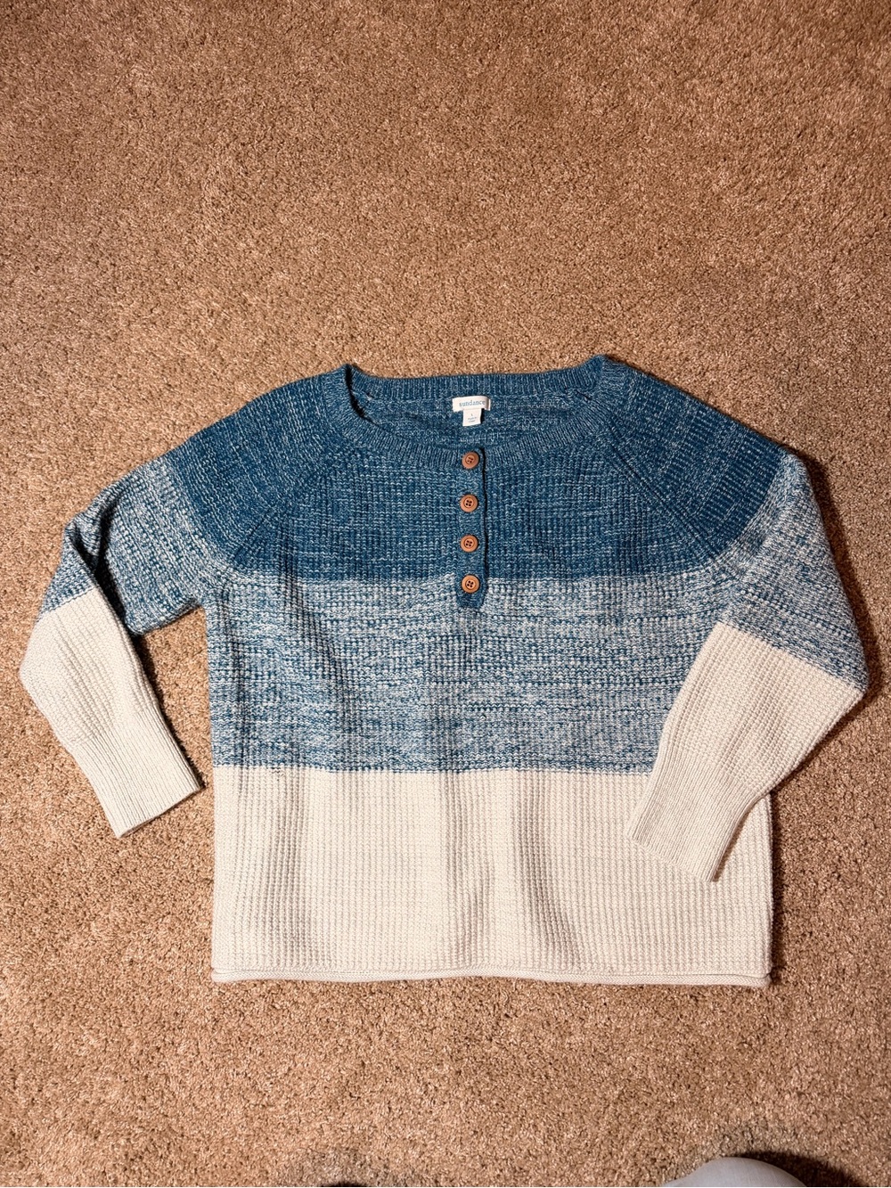 Sundance Knit Colorblock Button-Front Sweater - Blue/white